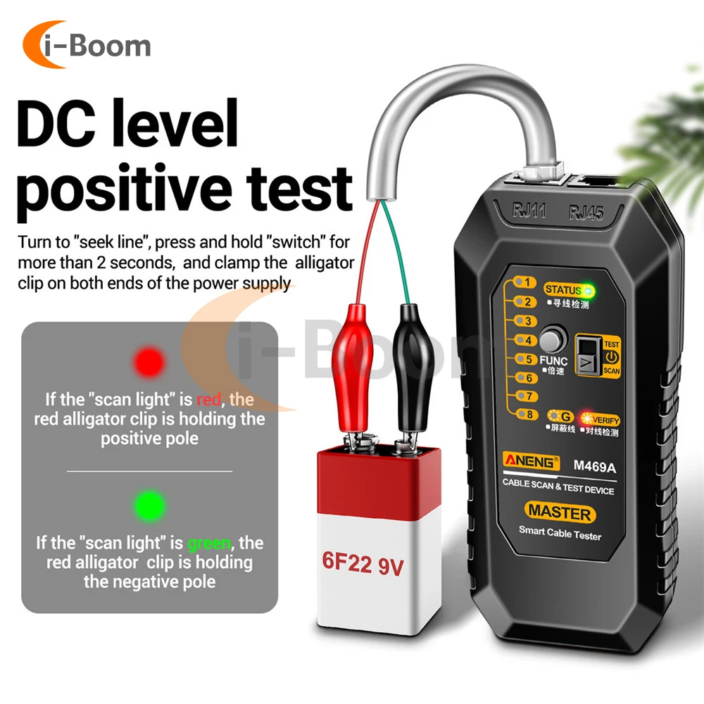 Network Cable Tester Network Analyzer Network Cable Tracker M469A Networking Analyzer RJ45 RJ11 Telephone Line Network Wire Detector Tracker Measure Cables Tool