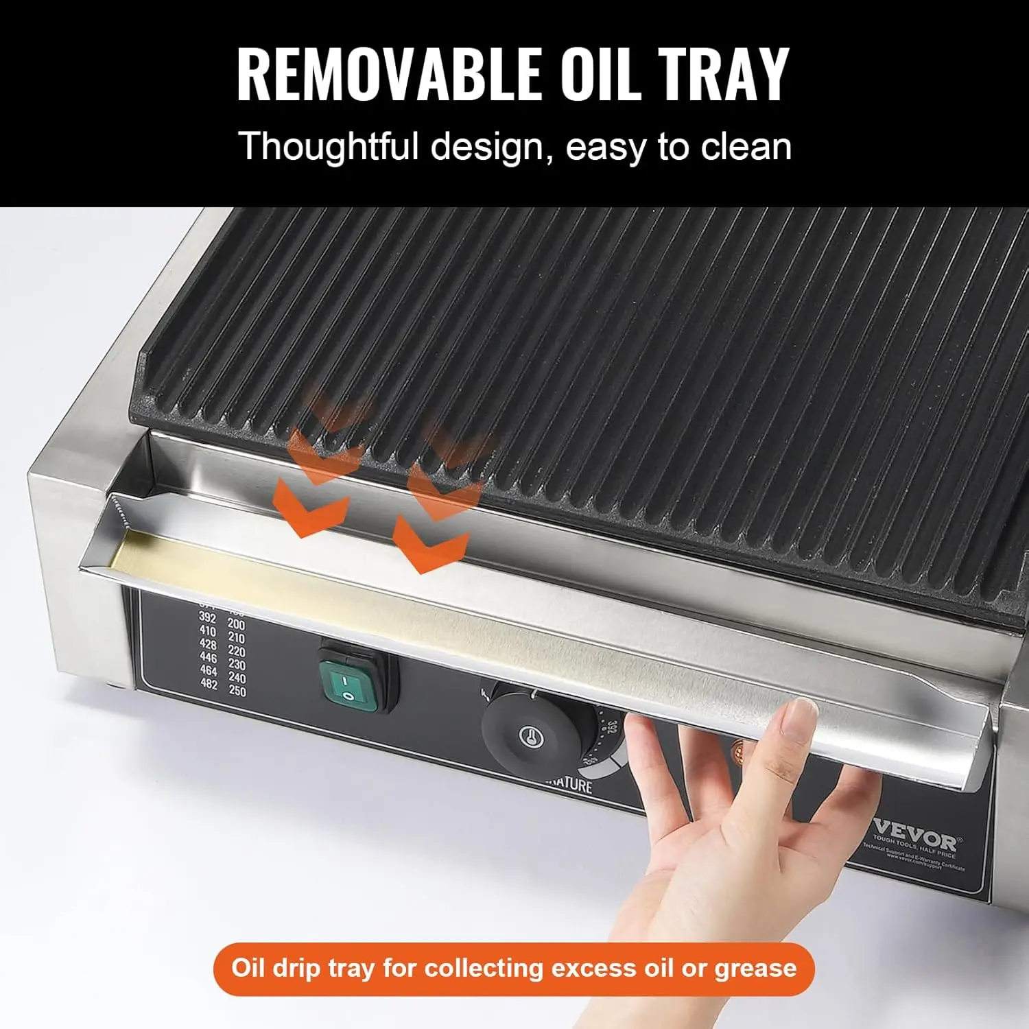 Commercial Grill, 1800W Electric Sandwich Maker, Stainless Steel Sandwich Press, Grill with Temp Cont 4