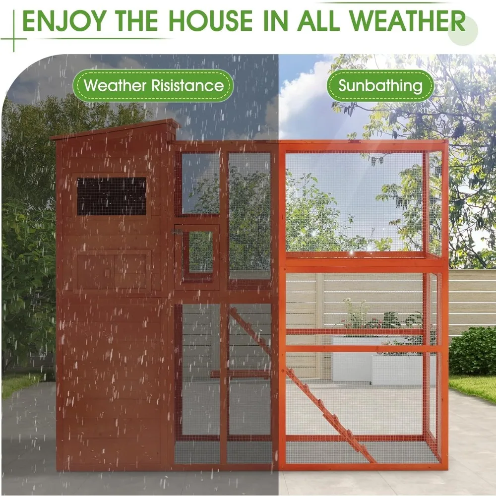 Catio Outdoor Cat Enclosure with Weatherproof Roof, Large Outdoor Cat House, Spacious Cage for Cats on Your Patio