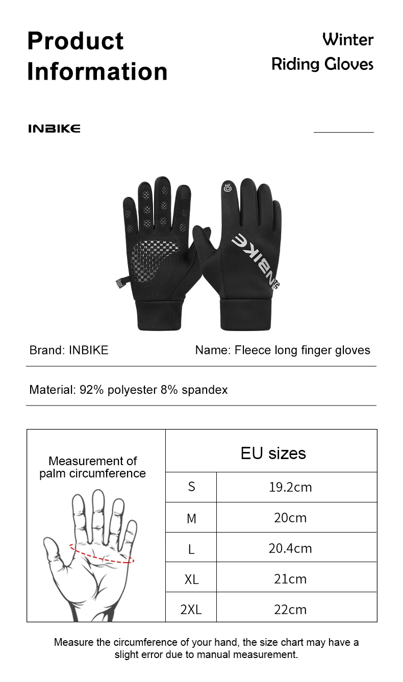 Description Picture 4 of itemINBIKE Winter Cycling Gloves Men Touch Screen Padded Road Bike Gloves Anti-Slip Warm Bicycle Gloves for Riding Biking MTB Gloves