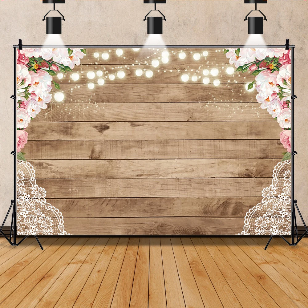 Wedding Backdrop for Photography Bridal Shower Party Decoration Background for Photo Studio Wooden Flower Wall Photocall Prop photo backdrop