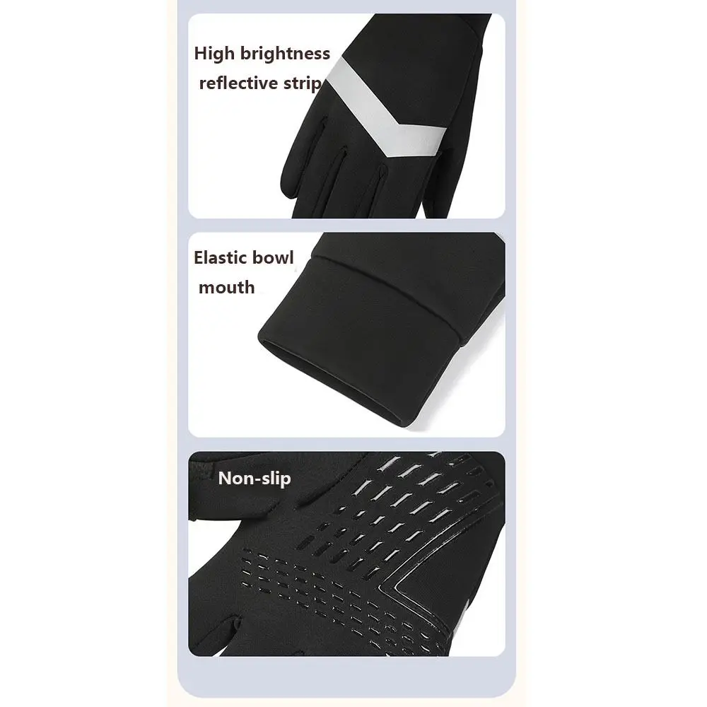 Non-slip Kids Warm Cycling Gloves Full-finger Reflect Bicycle Sports Mittens Touch Screen Cold Wingproof