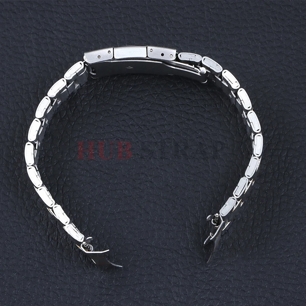 Premium Silver Stainless Steel Watch Band with Curved Ends and Tool Accessories