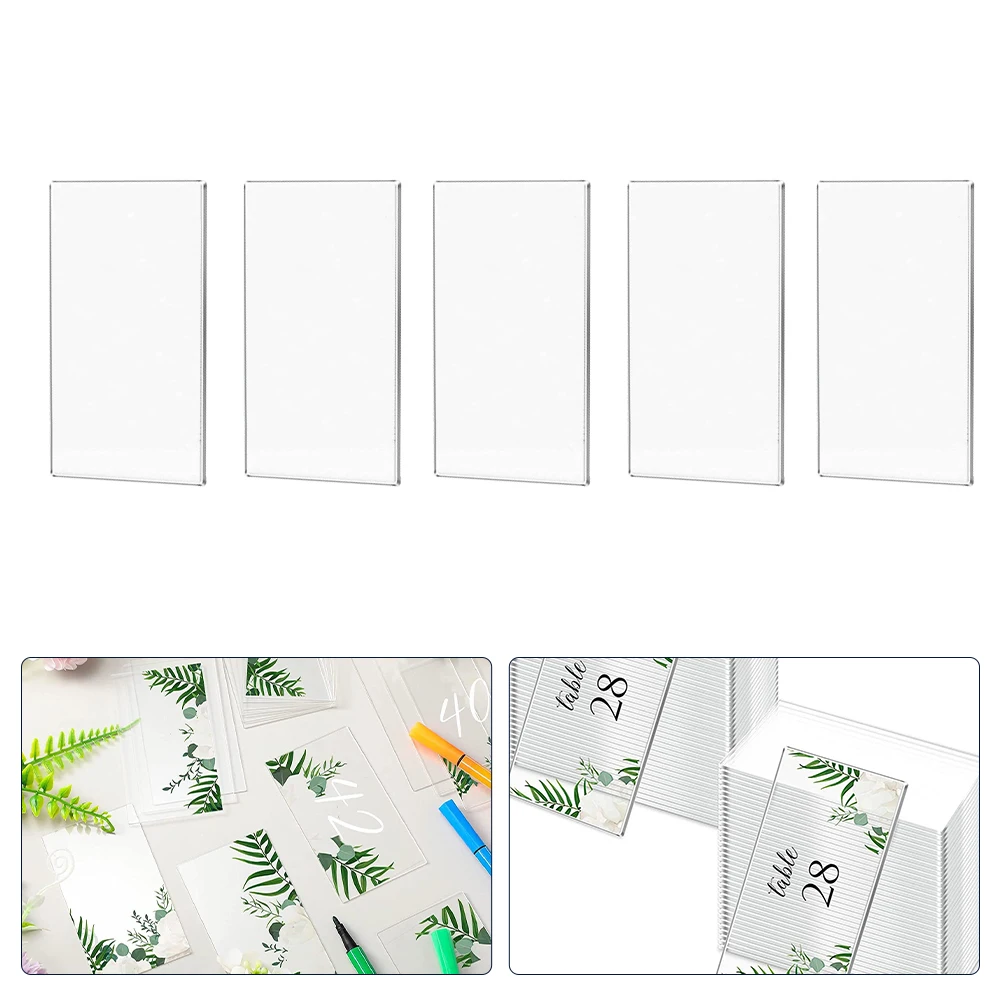 10pcs Place Cards Clear Acrylic Wedding Guest Names Table Seating Cards Rectangle Simple