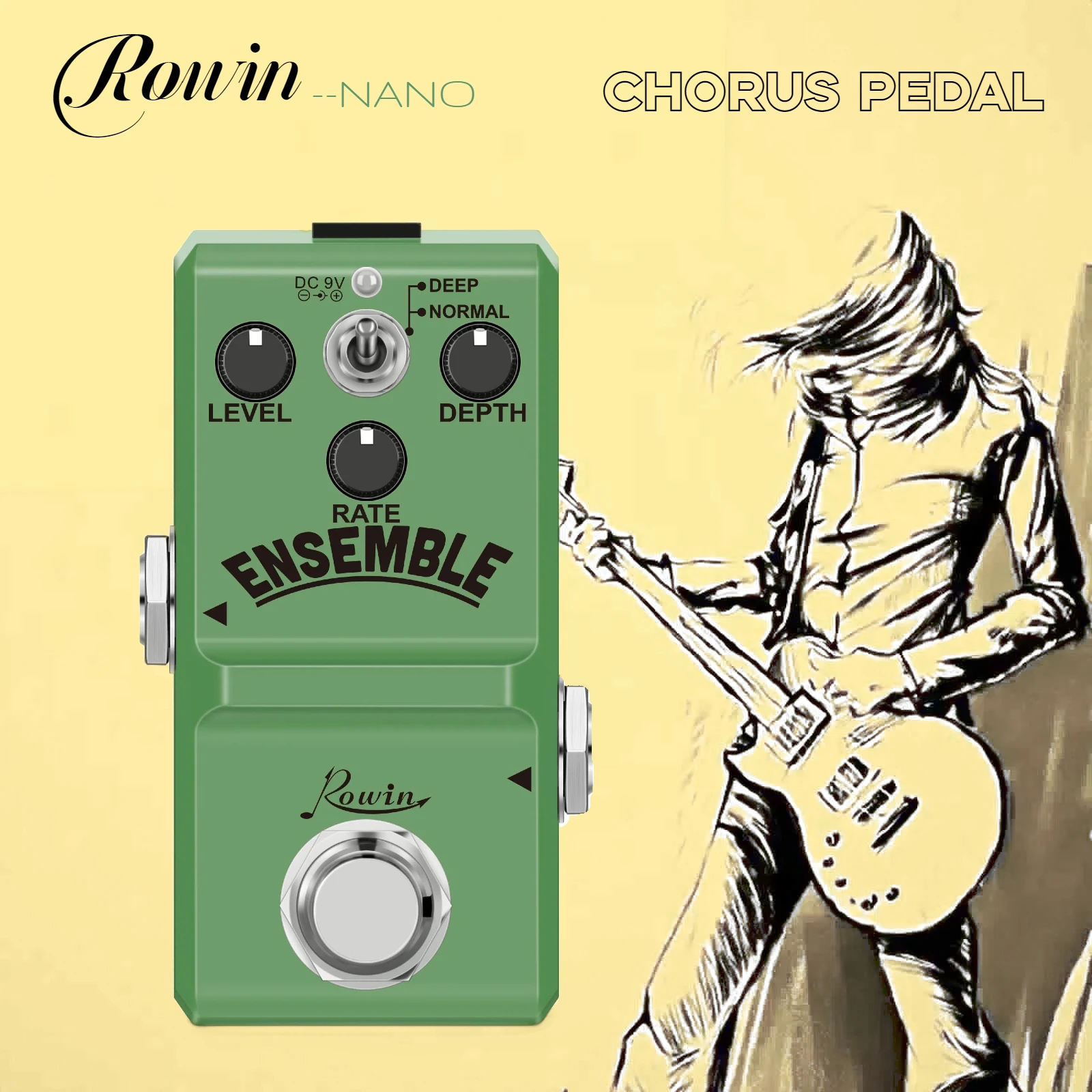 Rowin-Ln-304 Ensemble Guitar Effect Pedal Classic Analog Chorus Effect Pedal True Bypass Aluminum Alloy Shell