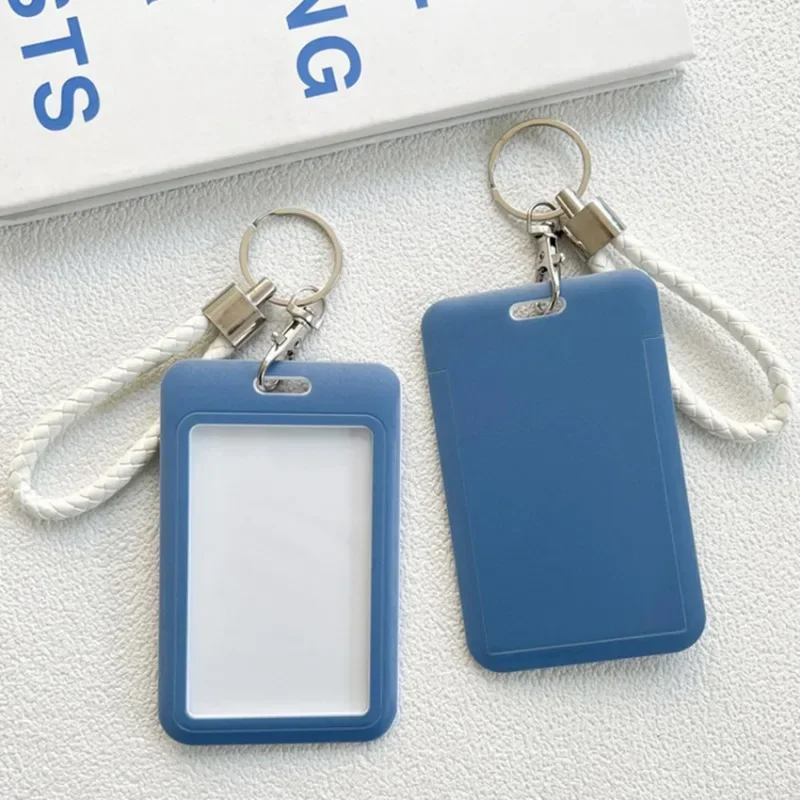 id card case 1Pc Macaron Bus ID Card Protective Cover Cases Student Meat Keyring Card Campus Access Door Credit Holder Bag Set Key Chain