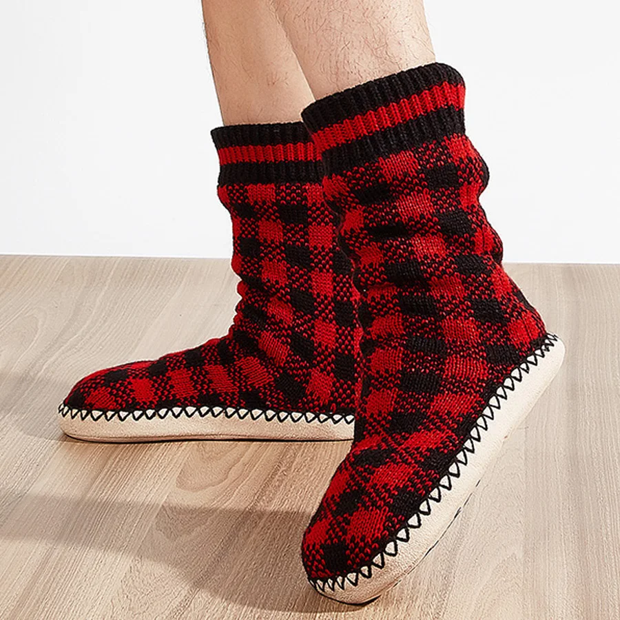 Men's Plush Slippers For Home Thicken Warm Floor Slippers Socks Non-Slip Indoor Fashion House Shoes Male Luxury plush slippers