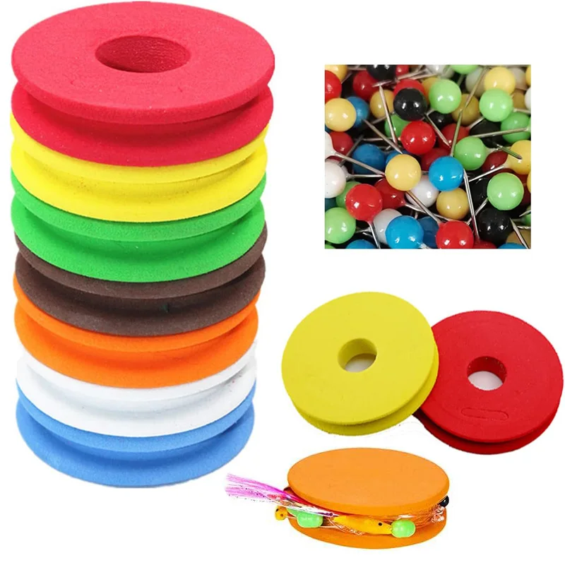 12/22PCS Angelschnur Lagerung Schaum Spulen 68mm/45mm + 50Pcs Pins Rund Angeln draht Wicklung Boards Fliegen Angeln Getriebe Zubehör