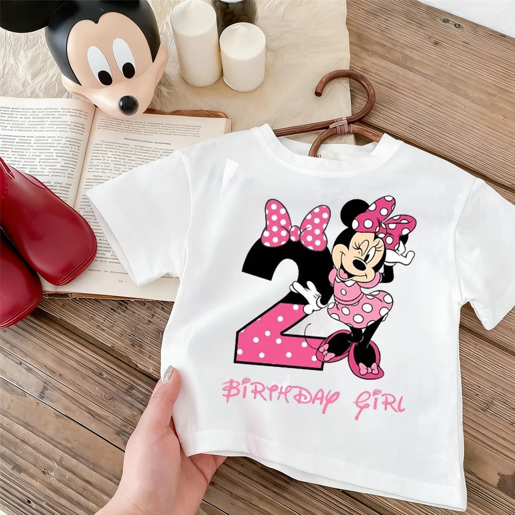 Y2k 디즈니 미니 생일 어린이 티셔츠 여성 남성 반팔 티 2026 여름 패션 탑 streetwear 가족 의류