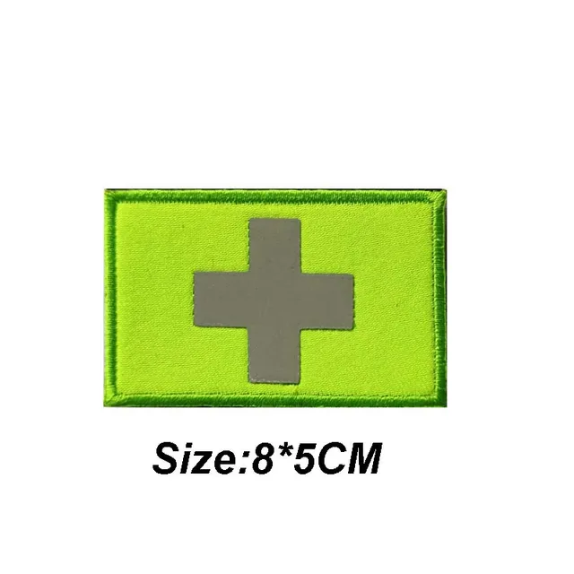  Glow in Dark Medic Cross First Aid Patches, EMS EMT MED Medical  Rescue Tactica Military Morale Combat Armband Badges with Hook and Loop  Fastener Backing, 3.54 x 1.97 Inch, 2 Pieces 