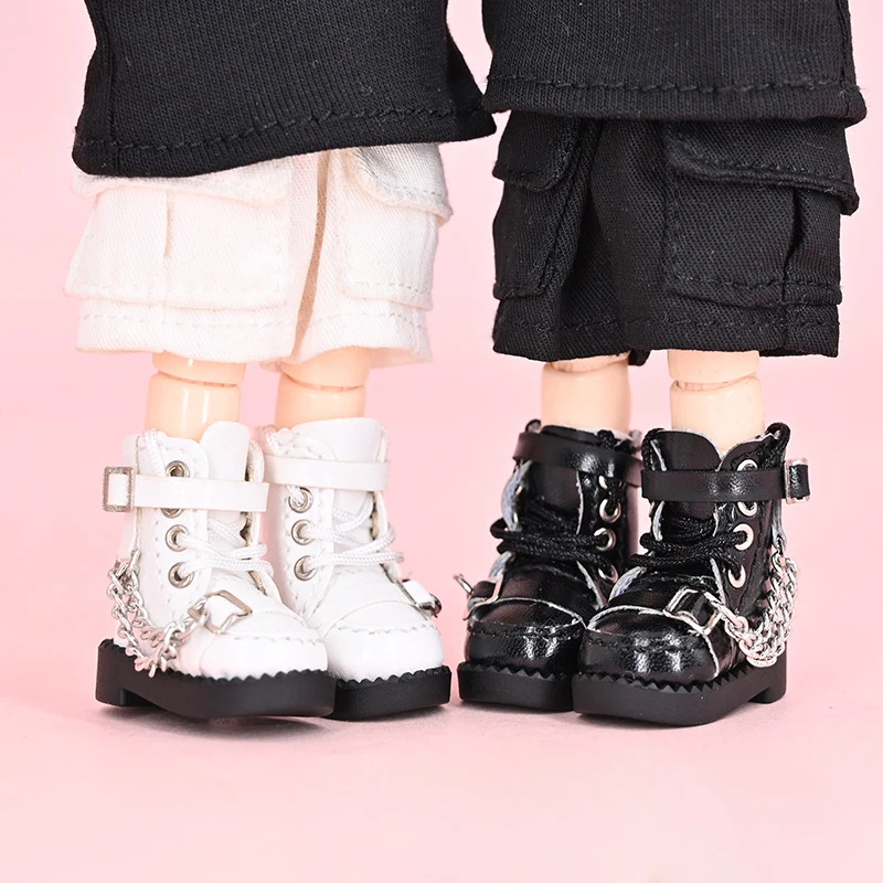 Ob11 Doll Locomotive Style Leather High Top Shoes Doll Casual Shoes With Shoelace For Penny, YMY, Ob11, Obitsu 11, Holala, Gcc 3