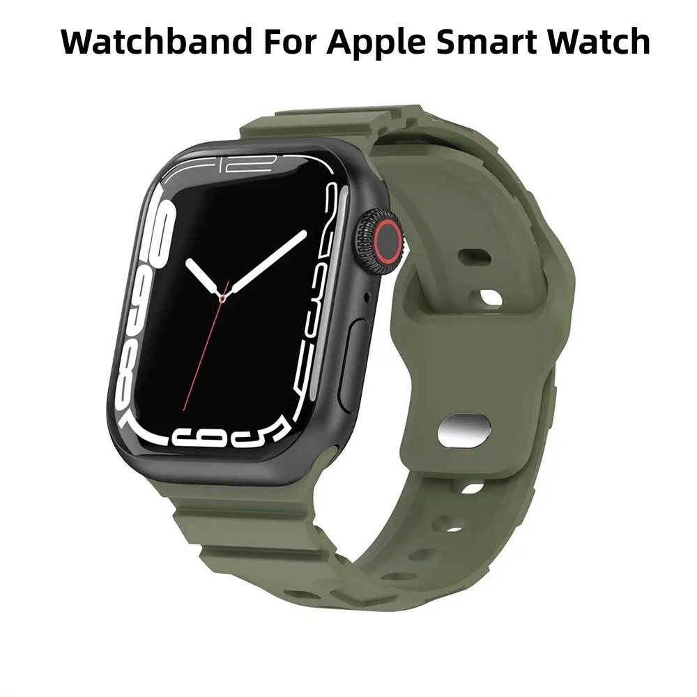 

Watchband For Apple Smart Watch Breathable Comfortable Sport Silicone Solid Color Watch Strap Replacement Watch Accessories