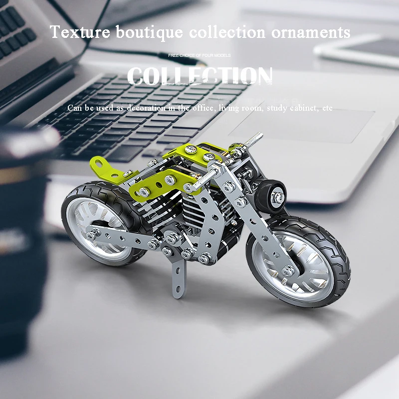 Metal Motorcycle Building Block Set Simulation Screw And Nut DIY Construction Education Assembly Car Model Toy For Boys