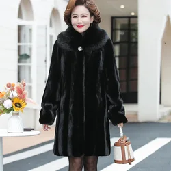 High End Fur Coat Elderly Women Winter Jacket Thickened Mink Fur Overcoat Large Size Middle-aged Mother Grandma Warm Clothes 5XL