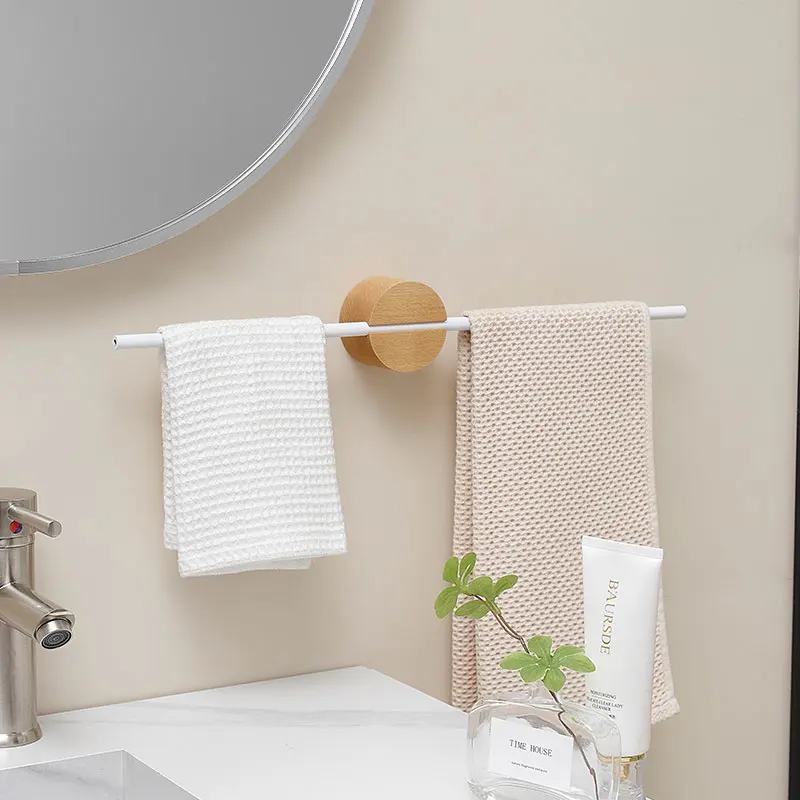 40/50cm Walnut Towel Bar Towel Hanger Bath Holder Aluminum Alloy Bathroom Hanging Rack Single Rod Toilet Stand