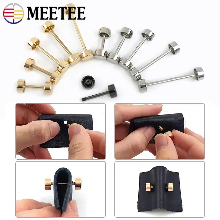 Set of 10 Metal Double Cap Screw Rivets for Leather Crafting and Repair