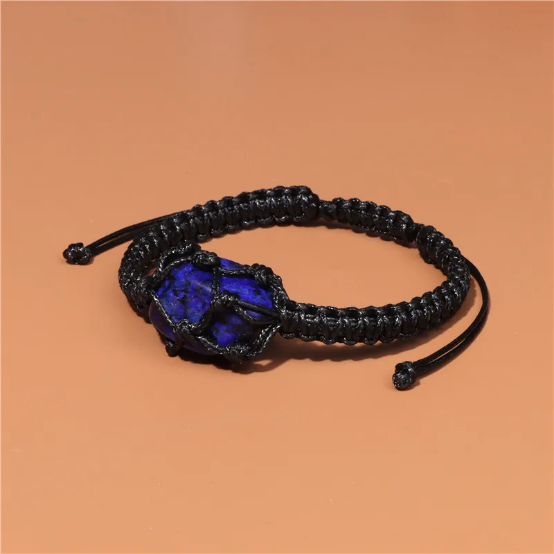 Irregular Lapis Lazuli Stone Charm Bracelet Reiki Healing Energy