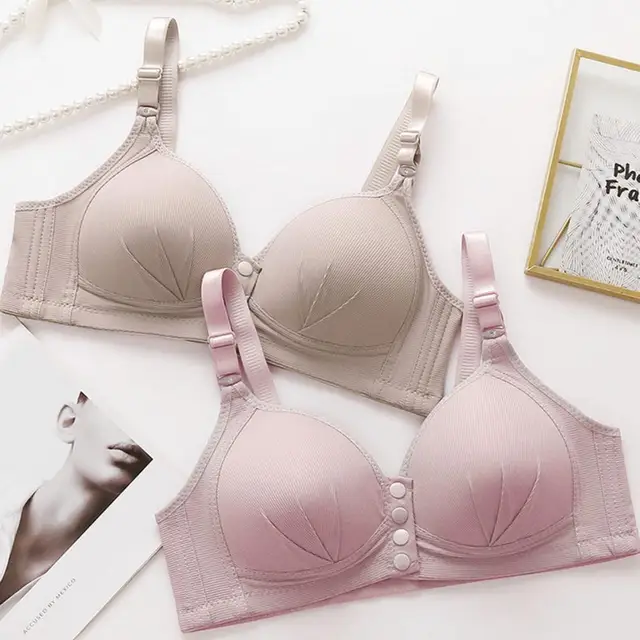 Non-wired Push-up Bra Solid Color Bra Comfortable Mid-aged Women's Sports Bra with Adjustable Shoulder Strap Front for Yoga 2