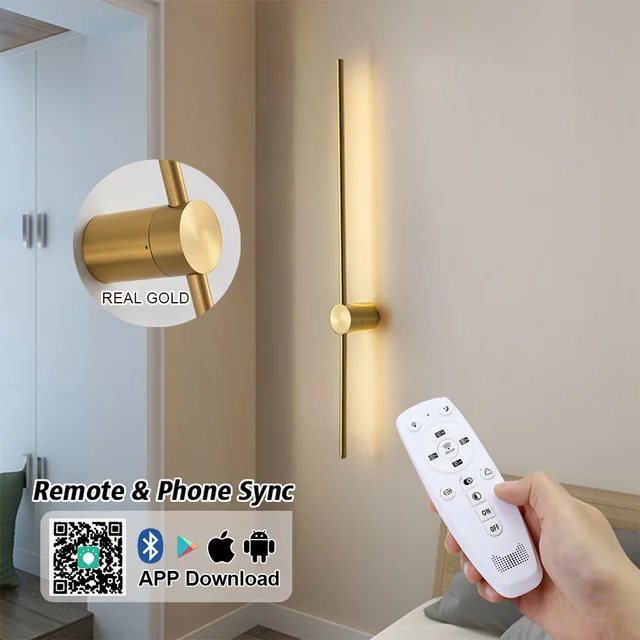 2/1 ชิ้น Dimming Led โคมไฟติดผนัง APP รีโมทคอนโทรล 350 °   85v-245v Nordic Long Wall Light Wall Sconce ตกแต่งบ้านสําหรับห้องนอน Living 1