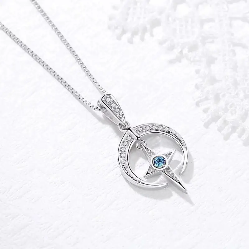 

Exquisite Trend Constellation Moon Zircon Cross Pendant Necklace Lucky Gift