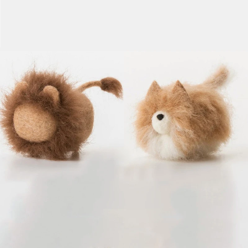 2pcs Non-finished Wool Felt Faceless Animal Needle Felting Kit Felt Poked  Doll N