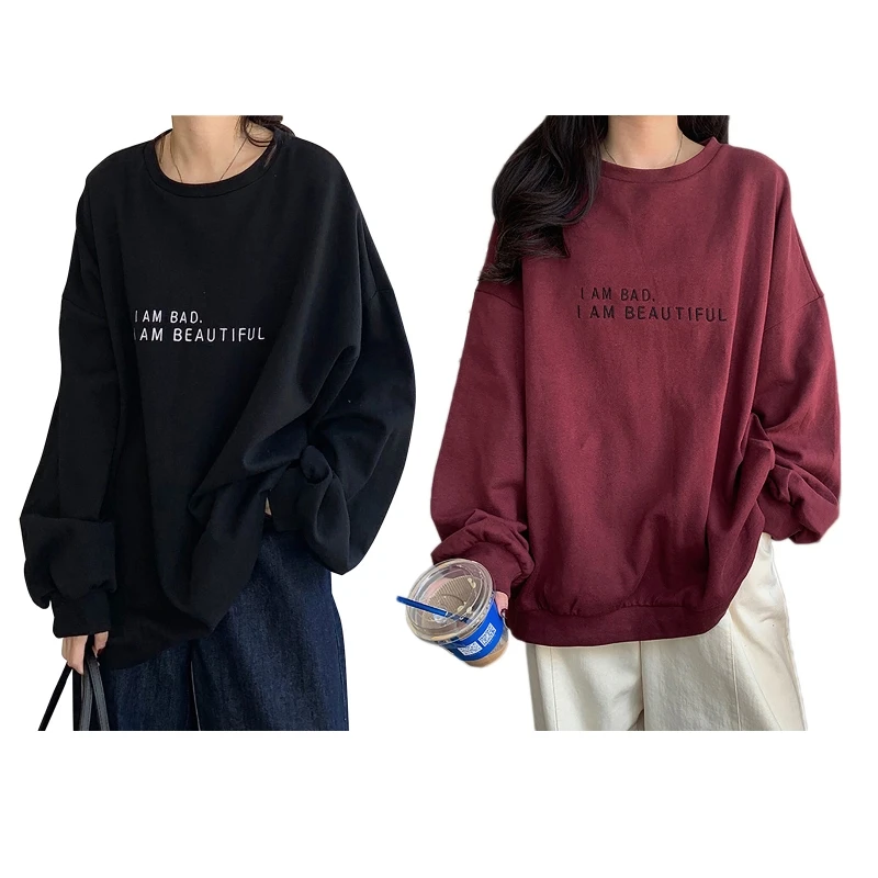 Cool Streetwear Mujer Oversized Sweater Sweatshirt Letter Print Hoodie Dropship