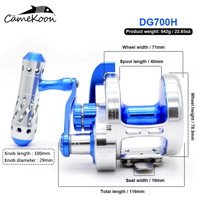 CAMEKOON DG Large Saltwater Jigging Boat Reel Gear ratio 5.3:1/6.3