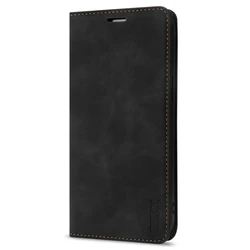 Leather Magnetic Flip Wallet Case with Card Slot and Skin - Friendly Design for iPhone SE 2020 (Black)