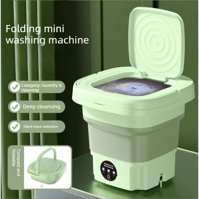 Mini-lave-linge pliable pour la maison, machine à laver portable pour sous-vêtements et chaussettes en dortoir étudiant, seau de lavage compact 1