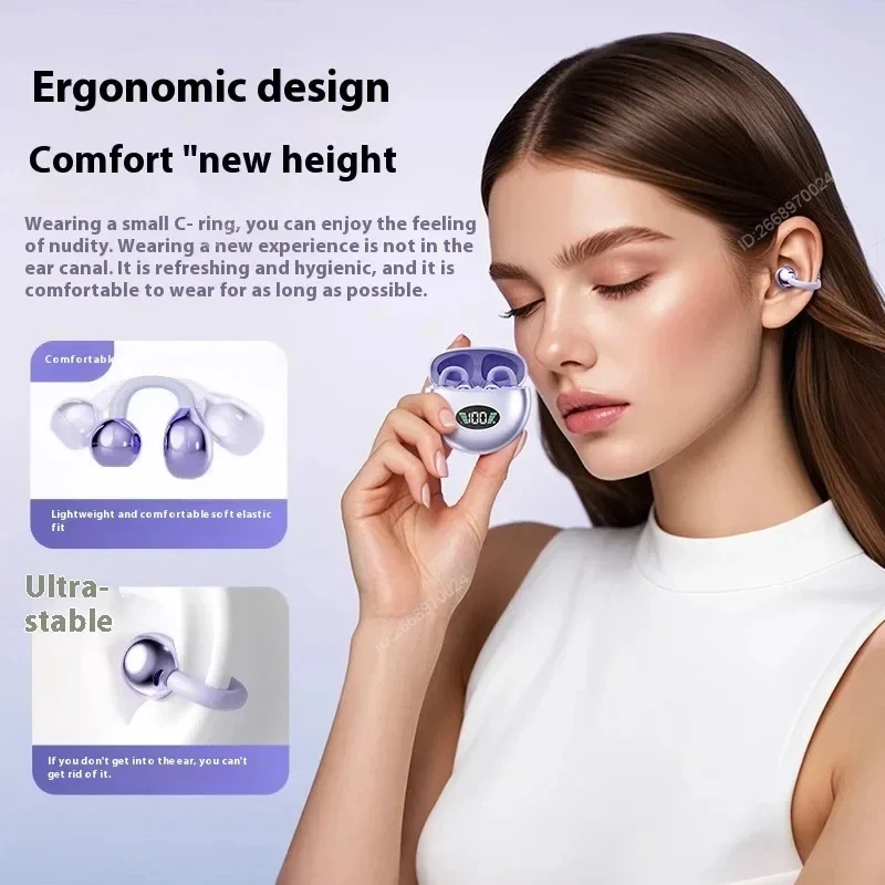 Wireless Bluetooth Earphones Clip-on Q71 Earphone High Sound for Xiaomi Earbuds Led Display Headphones Music Sports Headset 5