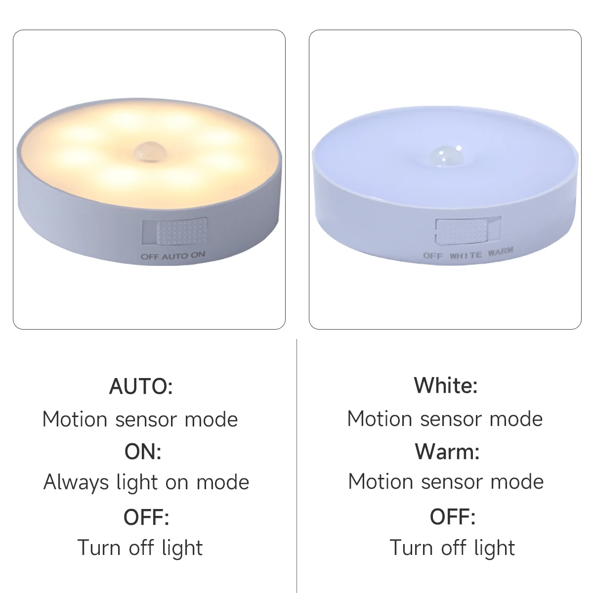 Round Motion Sensor Light USB Chargeable Lamp for Kitchen Bedroom LED Night Light Cabinet Closet Wardrobe Nightlights
