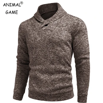 Felpe dolcevita a maniche lunghe autunnali Pullover tinta unita con bottoni Maglioni traspiranti Winer da uomo Maglione oversize con risvolto 1