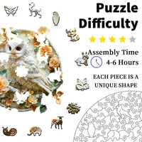 Jigsaw Puzzles-Wooden Puzzle Adult Unique Shape Advanced Wise Owl Wooden Jigsaw Puzzle for Adult,Family Puzzles Gifts for kids 2