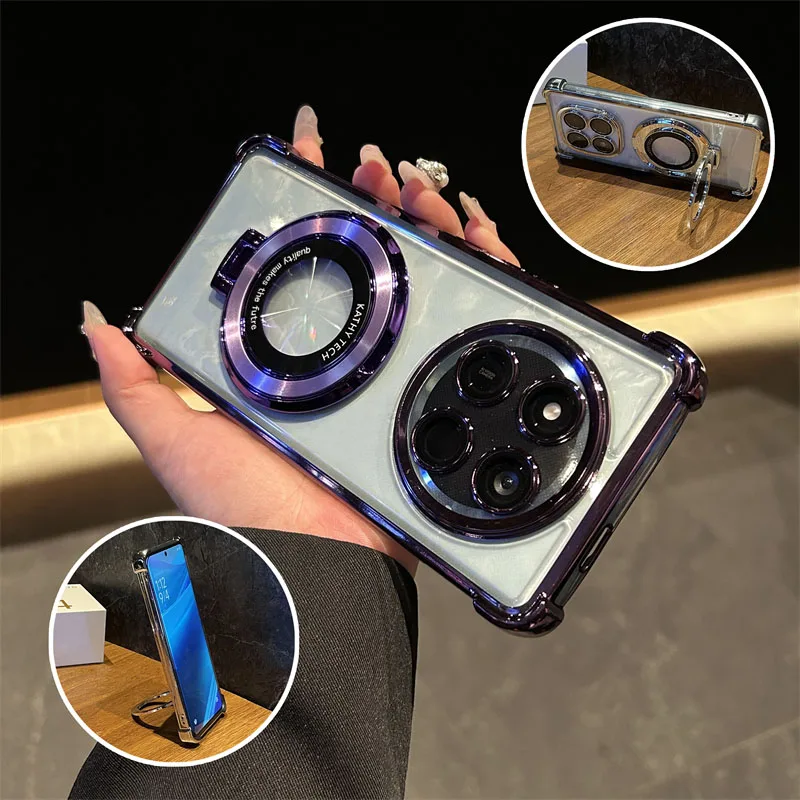Luxury Plating Stand Shockproof Clear Phone Case Cover