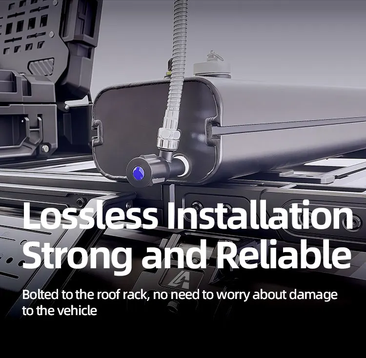 Cheap Price Good Quality Car Camping Accessories 15L 20l 30l 36L Solar Heated Pressurized Aluminum Roof Rack Water Tank 5