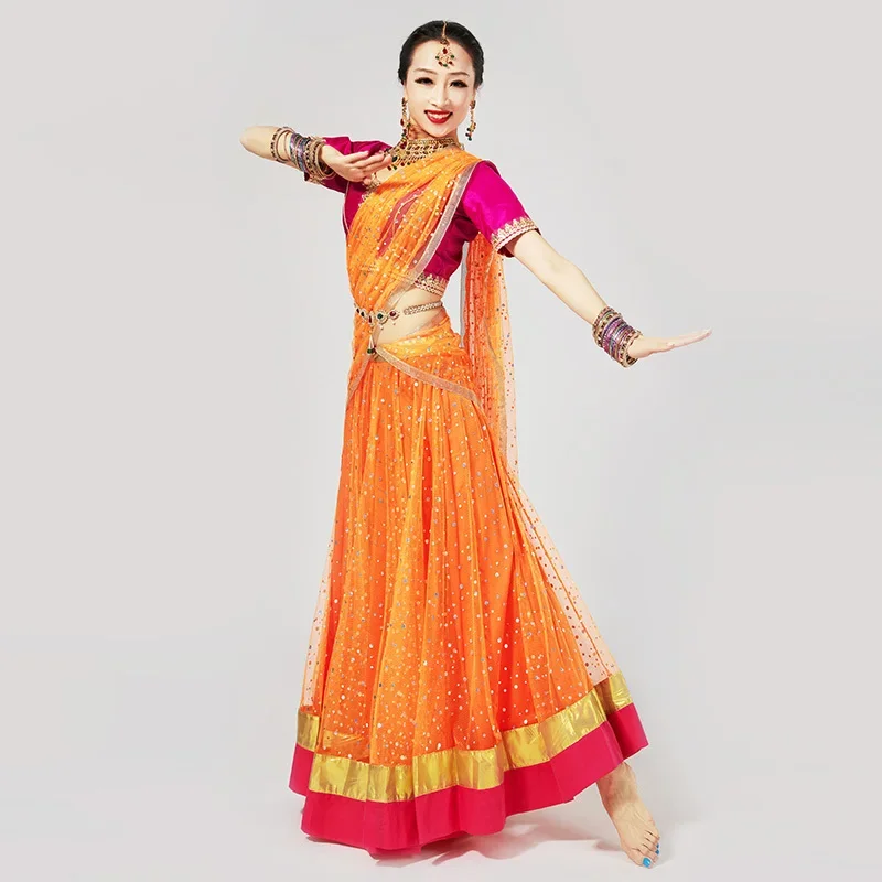 Bollywood Dance Performance Costume Group Annual Meeting Large Performance Costume Slim Fit Swing Lengha Indian Dance Dress