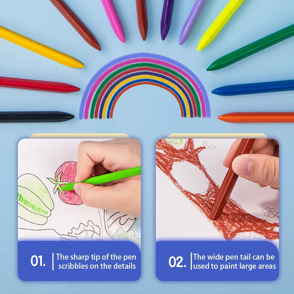 Deli 12/24/36 Colors Plastic Crayon Erasable Wax Crayons Washable Coloring Pencil Non-toxic Easy Clean Painting for Kids Gift colored crayons color pencils children painting supplies