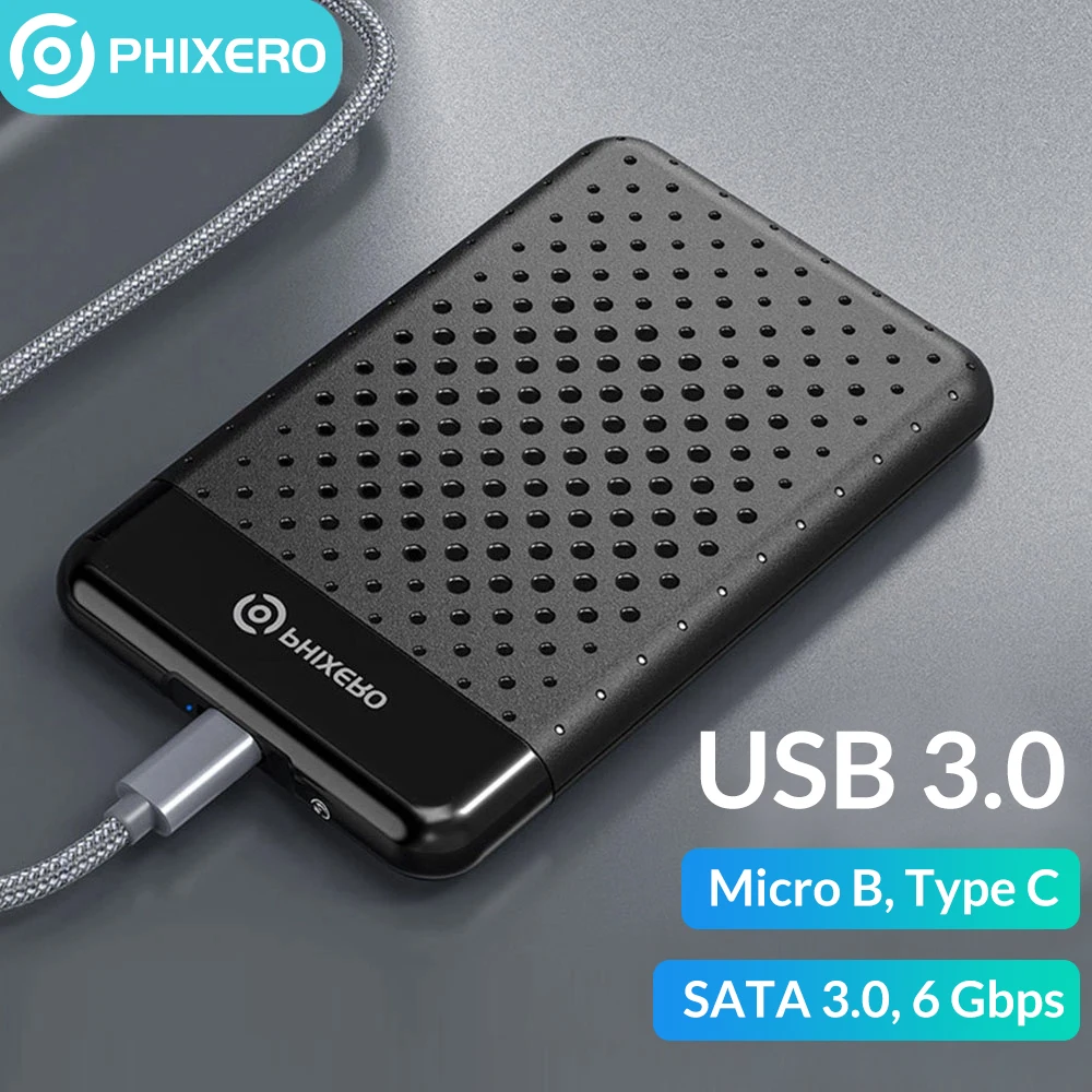 PHIXERO25InchSATAHDDEnclosureSSDHardDriveExternalCaseUSB3