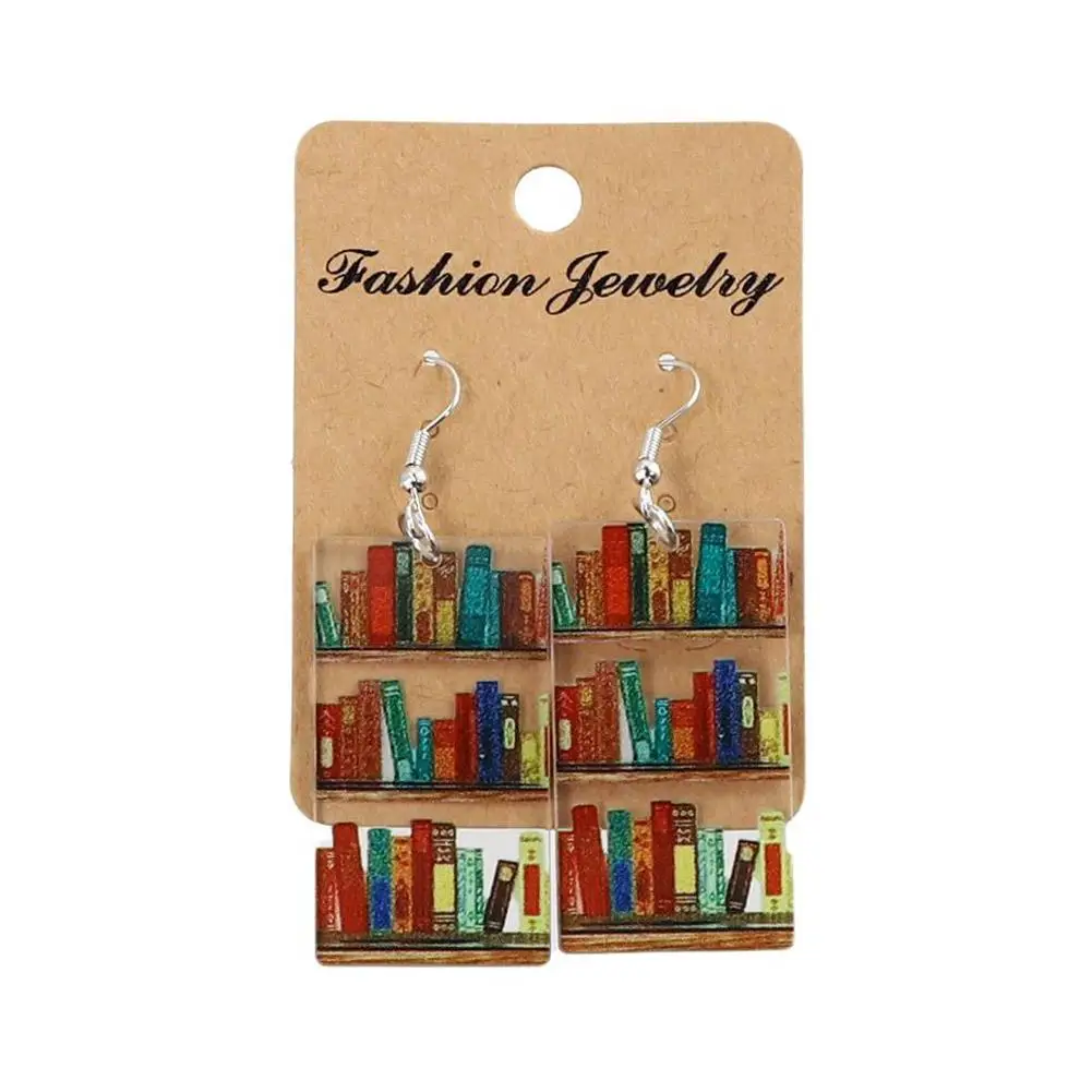 BONSNY Orecchini A Libreria In Acrilico E Acciaio - Pendenti Vintage Tema Libri, Ipoallergenici, Regalo Per Insegnanti E Amanti Della Lettura