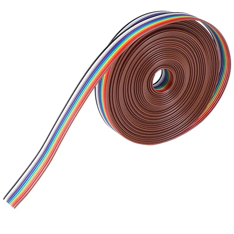 5M 10WAY Flat Color Rainbow Ribbon Cable Extension Electric Wire LED Stirp 10P 28AWG for ribbon cable