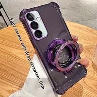 Transparent Plating Stand Phone Case For Samsung Galaxy S21 S22 Plus S23 S24 FE S24 Ultra S20FE Shockproof Soft Silicone Cover 2
