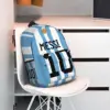 White-Blue Style Messi No.10 For Girls Boys Large Capacity Student Backpack Lightweight waterproof Backpack 15inch 6