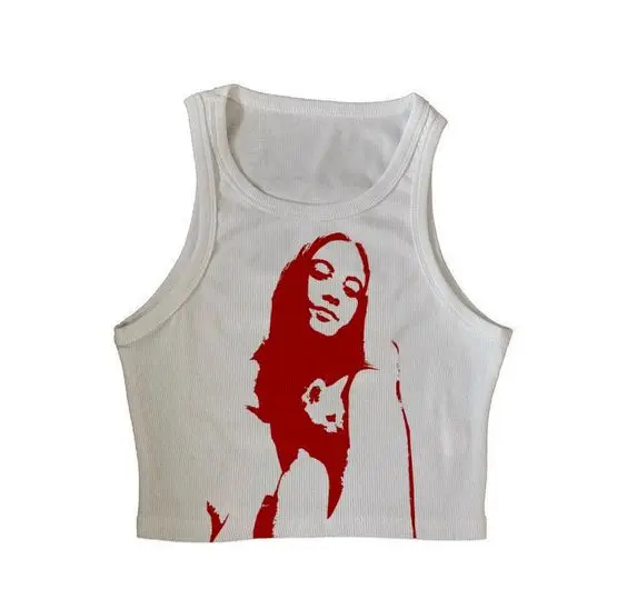 

Summer Women Goth Portrait Aesthetic Y2k Tank hip hop Hot girl Casual 90s Streetwear Retro Tops emo print Classic Summer Clothes