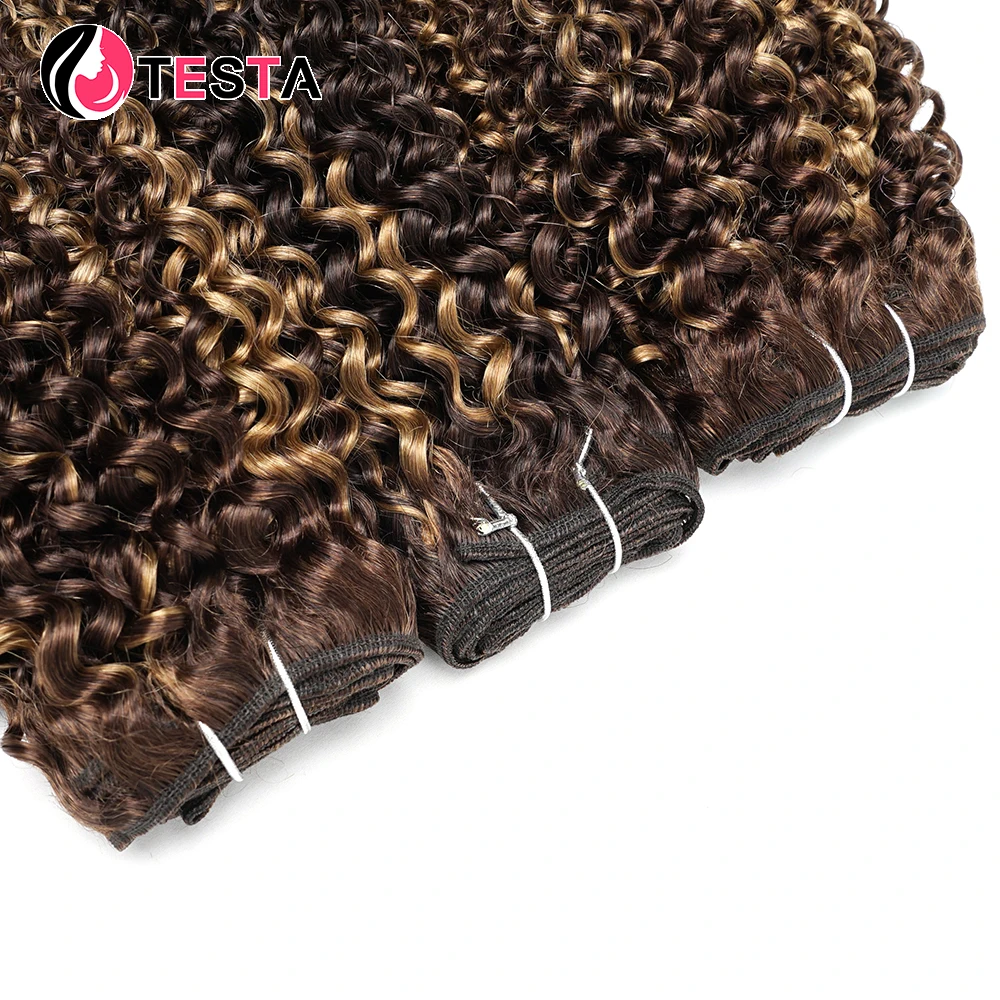 Jerry Curly Human Hairs Bundle Brown Mixed Honey Blonde For Bob Style P4/27 High Light Brazilian Human Hair Extensions 50Gram human hair extensions human hair bundles human hair bulk