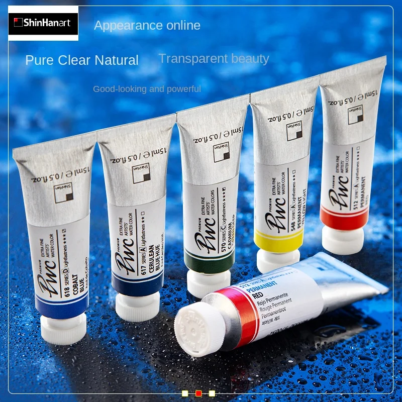 Korean Import SHINHAN artist watercolor pigment 15ml pwc tubular Acuarela professional beginner art suppliesb Student supplies