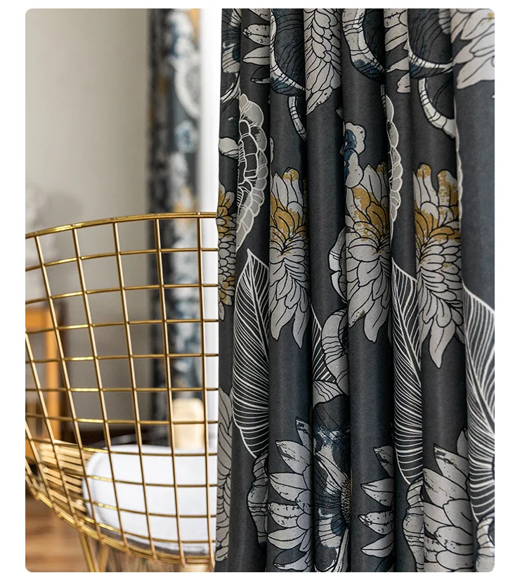 Nordic Modern Minimalist Curtain Single-sided Light Printing Curtains for Living Room Bedroom Dining Room Window Curtains Custom 