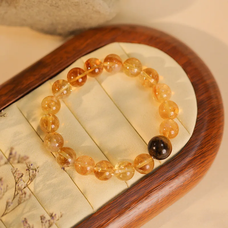 Original Design Yellow Crystal Bracelet Women Natural Tiger Eye Stone Beads Wealth Attracting Handmade