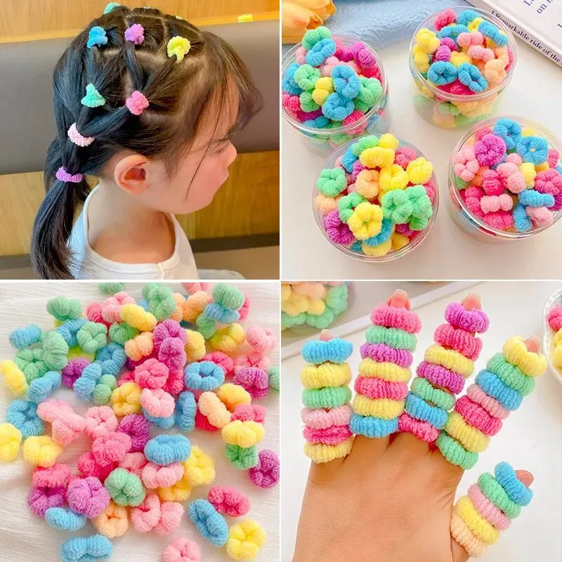Children Hair Bands 100Pcs Colorful Hair Ties for Girls