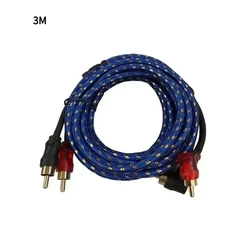 Pure Copper Car Audio Cable - 2RCA to 2RCA Signal Wire for Subwoofer and Amplifier Systems (3M)