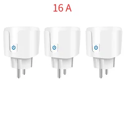 Smart EU WiFi Socket with Power Monitoring, Voice Control & Timing Features - EU Plug (16A 3PCS)